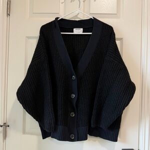 Black Cardigan Knit Sweater